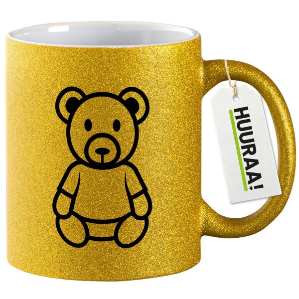 Glitzertasse Teddybär Knuddelbär 330ml