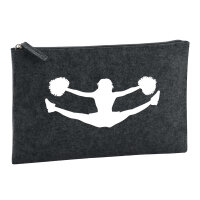 Kulturbeutel Cheerleader Silhouette 1 Liter Filz Charcoal...
