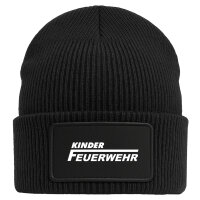 Beanie Kinder Feuerwehr Schriftzug Black Mütze