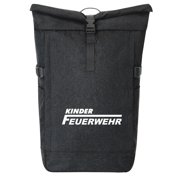 Kurierrucksack Kinder Feuerwehr Schriftzug 30-44 Liter Black Melange