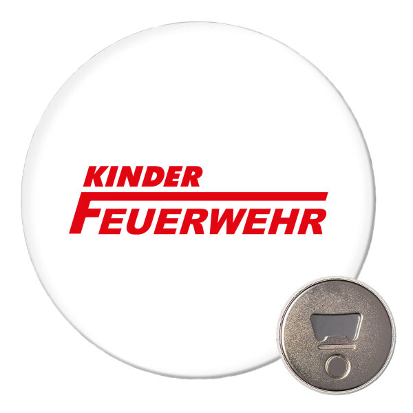Magnet Kinder Feuerwehr Schriftzug 59mm Kühlschrankmagnet Flaschenöffner