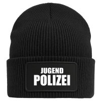 Beanie Jugend Polizei Schriftzug Black Mütze