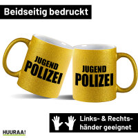 Glitzertasse Jugend Polizei Schriftzug 330ml