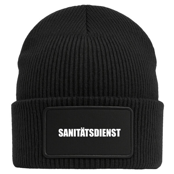 Beanie Sanitätsdienst Schriftzug Black Mütze