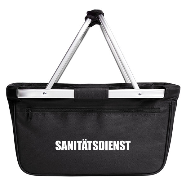 Einkaufskorb faltbar Sanitätsdienst Schriftzug 20 Liter Tragekorb Black