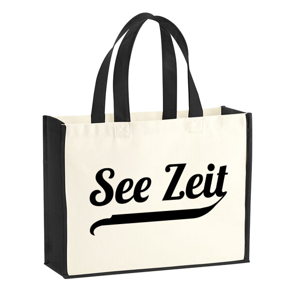 Jutetasche See Zeit Schriftzug 21 Liter Black