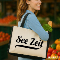 Jutetasche See Zeit Schriftzug 21 Liter Black