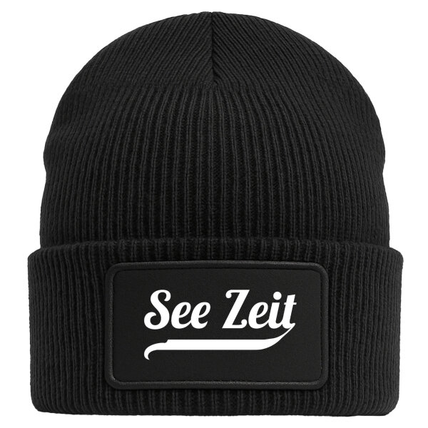 Beanie See Zeit Schriftzug Black Mütze