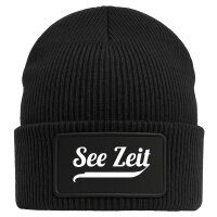 Beanie See Zeit Schriftzug Black Mütze
