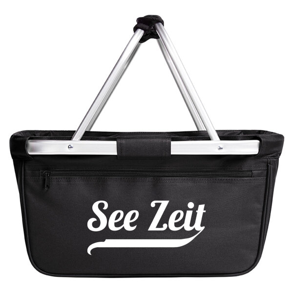 Einkaufskorb faltbar See Zeit Schriftzug 20 Liter Tragekorb Black
