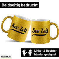 Glitzertasse See Zeit Schriftzug 330ml