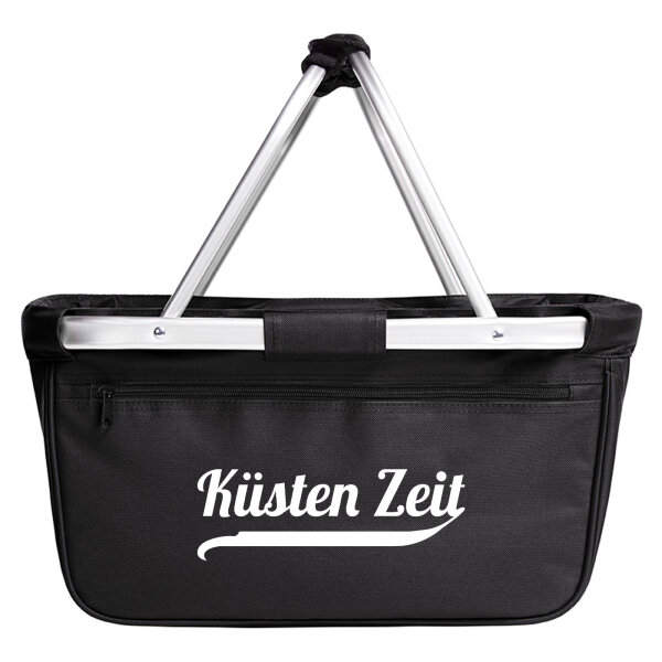 Einkaufskorb faltbar Küsten Zeit Schriftzug 20 Liter Tragekorb Black