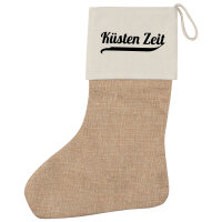 Weihnachtsstrumpf Küsten Zeit Schriftzug Beige
