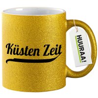 Glitzertasse Küsten Zeit Schriftzug 330ml