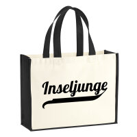 Jutetasche Inseljunge Schriftzug 21 Liter Black