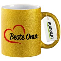 Glitzertasse Beste Oma Herz 330ml