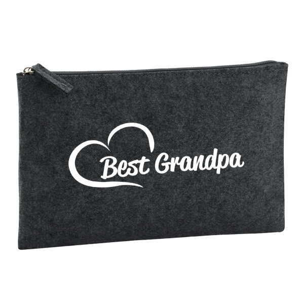 Kulturbeutel Best Grandpa Heart 1 Liter Filz Charcoal Kosmetiktasche