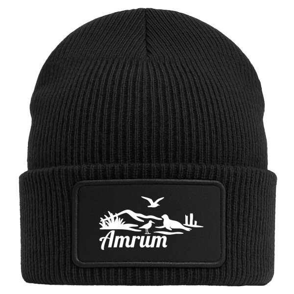 Beanie Amrum Strandmotiv Black Mütze