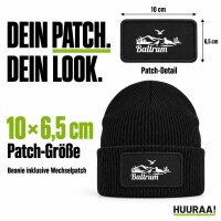 Beanie mit Patch Baltrum Strandmotiv Black
