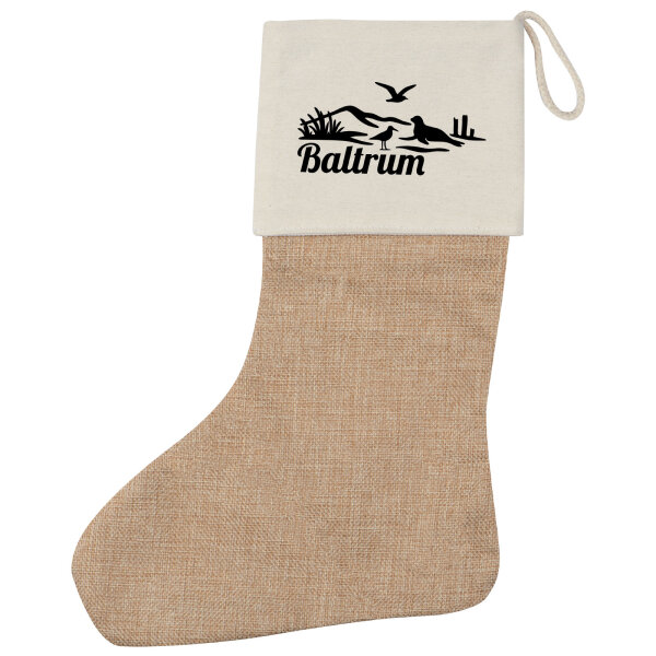 Weihnachtsstrumpf Baltrum Strandmotiv Beige