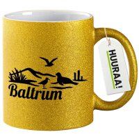 Glitzertasse Baltrum Strandmotiv 330ml