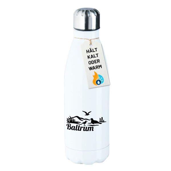 Edelstahl-Trinkflasche Baltrum Strandmotiv 500ml Wasserflasche