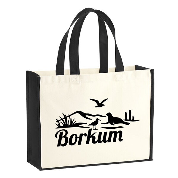 Jutetasche Borkum Strandmotiv 21 Liter Black