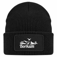 Beanie mit Patch Borkum Strandmotiv Black