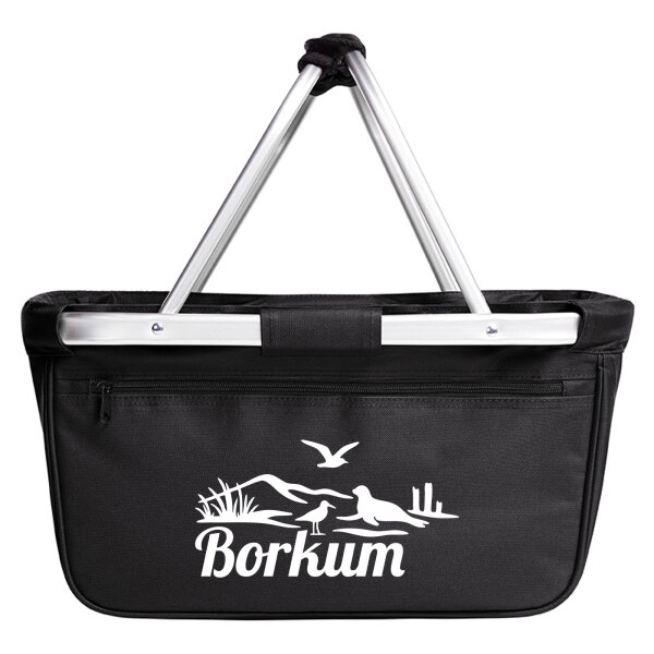 Einkaufskorb faltbar Borkum Strandmotiv 20 Liter Tragekorb Black