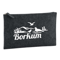 Kulturbeutel Borkum Strandmotiv 1 Liter Filz Charcoal...