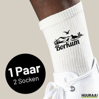 Socken Borkum Strandmotiv Größe 37/46 White Motiv Tennissocken