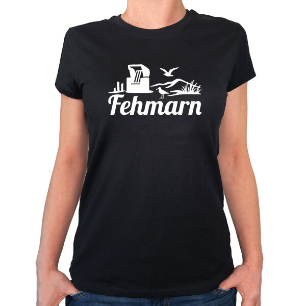 Damen T-Shirt Fehmarn Strandmotiv Größe XS-XXL