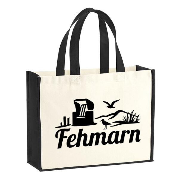 Jutetasche Fehmarn Strandmotiv 21 Liter Black