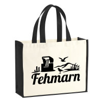Jutetasche Fehmarn Strandmotiv 21 Liter Black