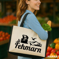 Jutetasche Fehmarn Strandmotiv 21 Liter Black