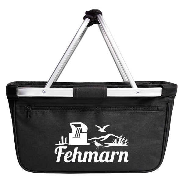 Einkaufskorb faltbar Fehmarn Strandmotiv 20 Liter Tragekorb Black
