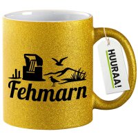 Glitzertasse Fehmarn Strandmotiv 330ml