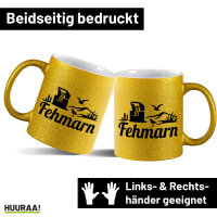 Glitzertasse Fehmarn Strandmotiv 330ml