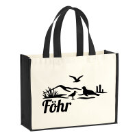 Jutetasche Föhr Strandmotiv 21 Liter Black