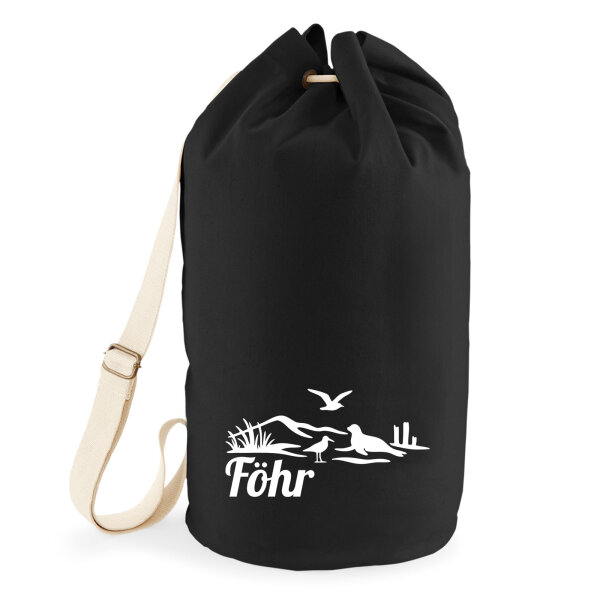 Seesack Föhr Strandmotiv 20 Liter Rucksack Black