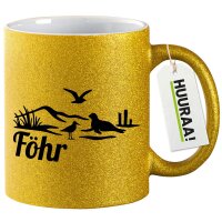Glitzertasse Föhr Strandmotiv 330ml