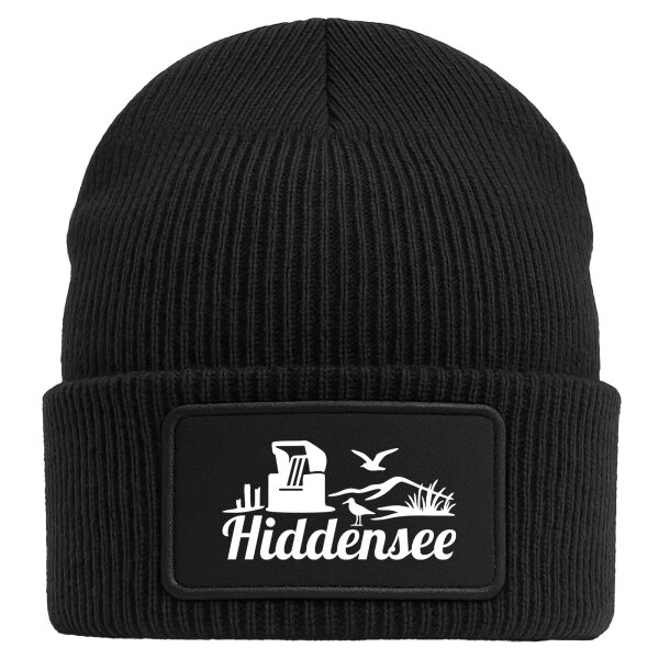 Beanie Hiddensee Strandmotiv Black Mütze