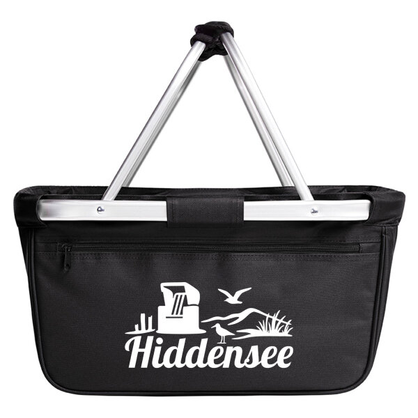 Einkaufskorb faltbar Hiddensee Strandmotiv 20 Liter Tragekorb Black