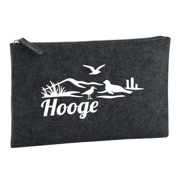 Kulturbeutel Hooge Strandmotiv 1 Liter Filz Charcoal Kosmetiktasche