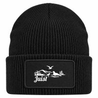 Beanie mit Patch Juist Strandmotiv Black