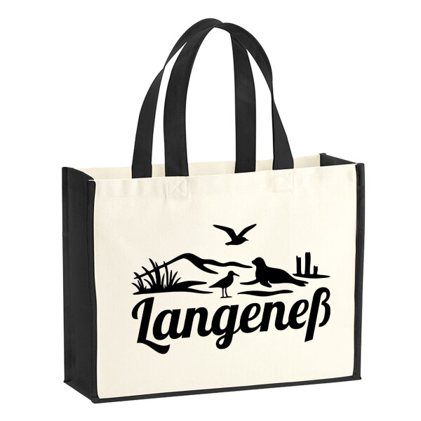 Jutetasche Langeneß Strandmotiv 21 Liter Black