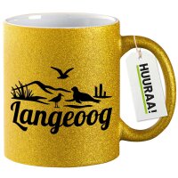 Glitzertasse Langeoog Strandmotiv 330ml