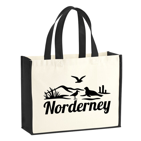 Jutetasche Norderney Strandmotiv 21 Liter Black