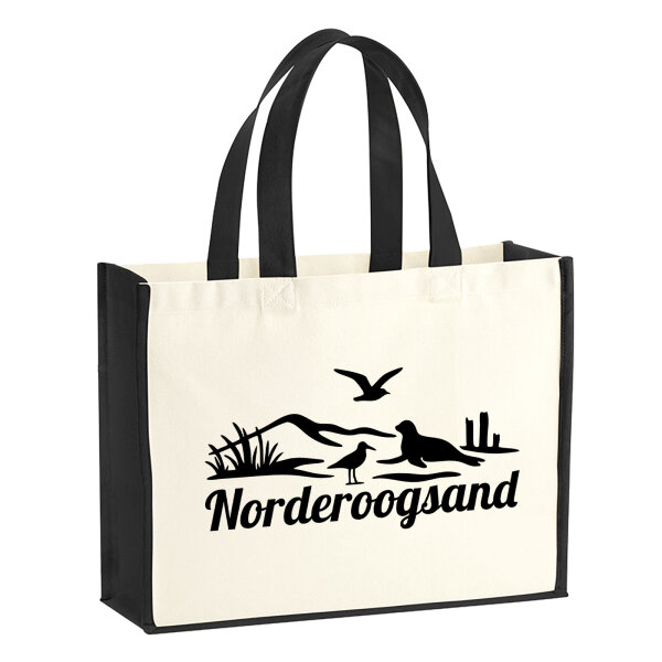Jutetasche Norderoogsand Strandmotiv 21 Liter Black