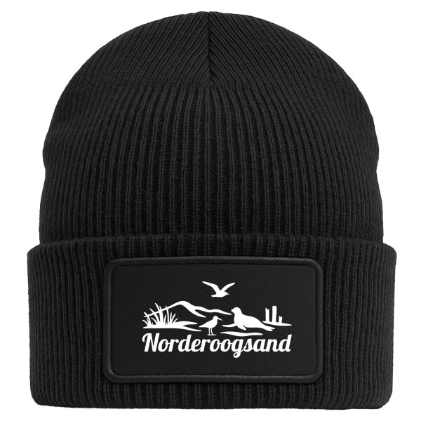 Beanie Norderoogsand Strandmotiv Black Mütze